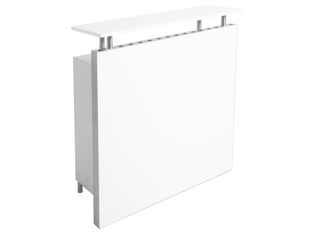 Tessin | White lockable counter, straight, L150cm, grey back frame, lockable