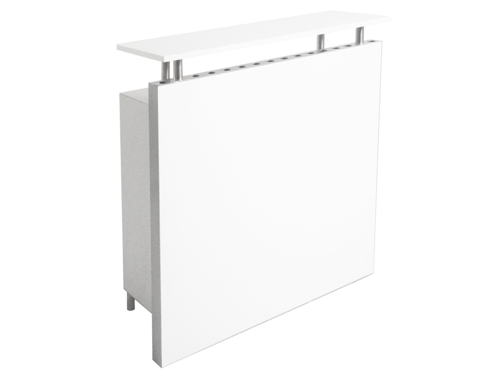 Tessin | White lockable counter, straight, grey back frame