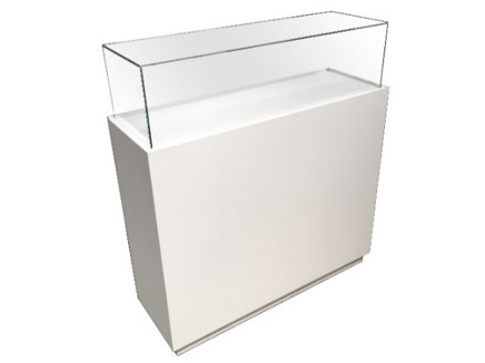 Vitrine Bellevue | Basse, blanche | L100xP35xH110cm